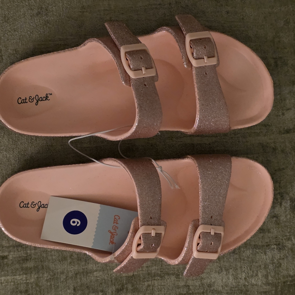 Cat & Jack Sparkly Pink Slide Sandals